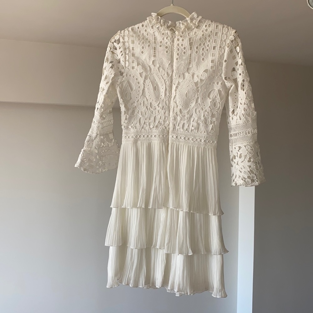 White Lace Ruffle Dress - Picture 3 of 9
